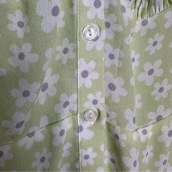 With Jean Isabella Daisy Dress M green pretty mini floral button front - Picture 6 of 8